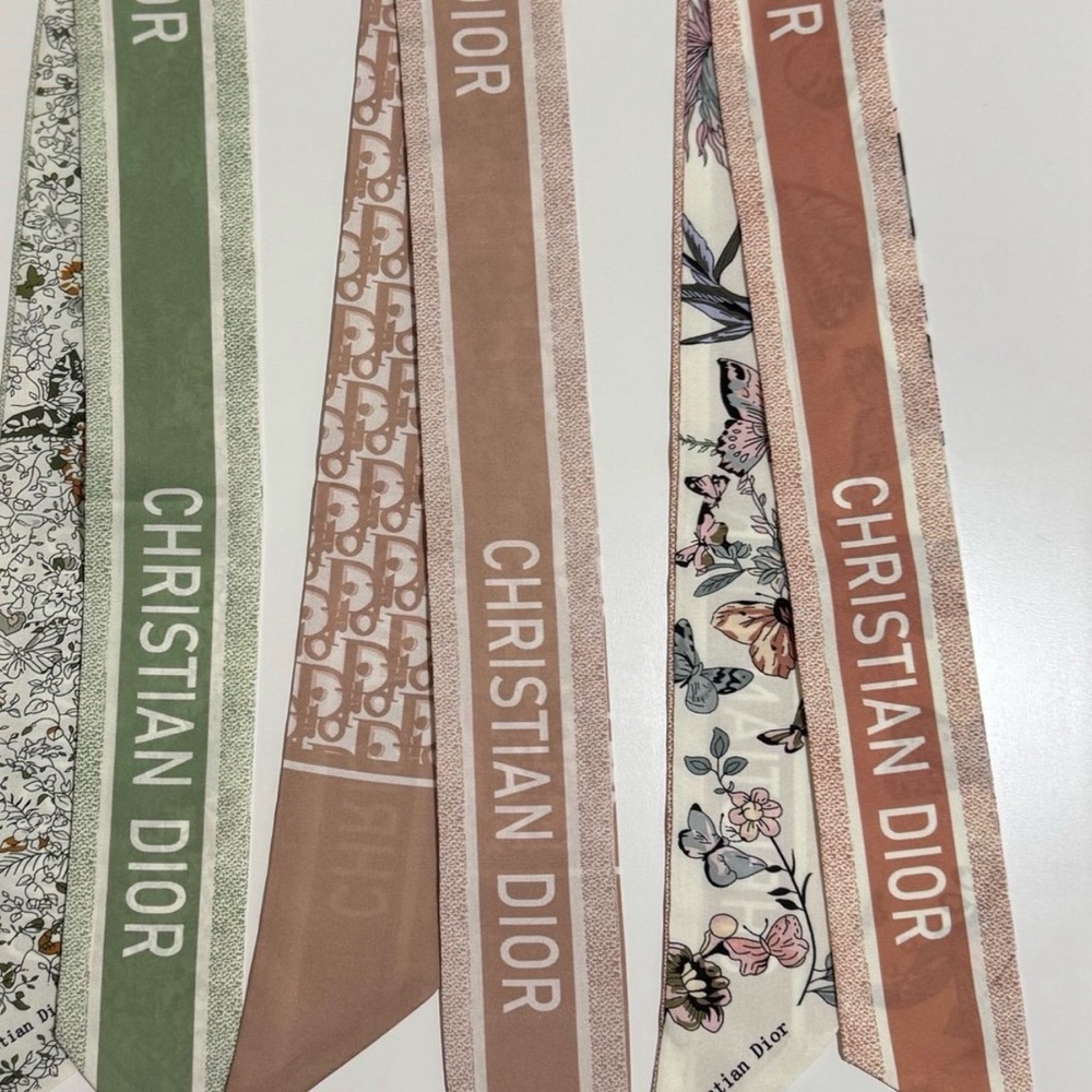 Set of 3 Silk Twilly Scarves for bag handles